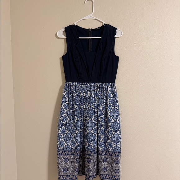 eshakti Dresses & Skirts - eShakti Navy and White Midi Dress